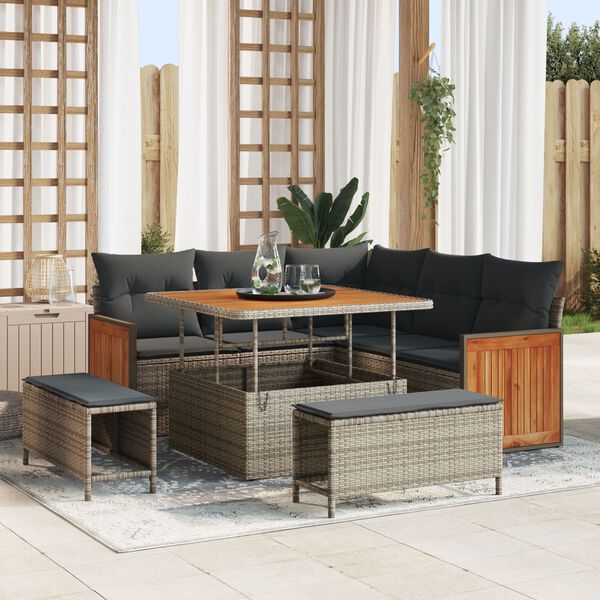 vidaXL Set Divano da Giardino con cuscino 8 pcs Grigio