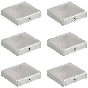 vidaXL Tappi per Pali a Piramide 6 pz in Metallo Zincato 81x81 mm