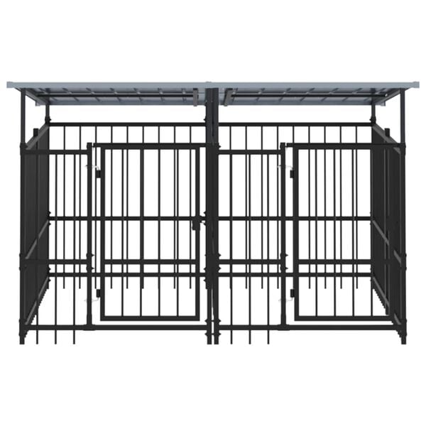 vidaXL Gabbia per Cani da Esterno con Tetto in Acciaio 3,75 m&sup2;