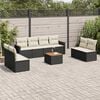 vidaXL Set Divani da Giardino 9 pz con Cuscini Nero in Polyrattan