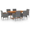 vidaXL Set Mobili da Pranzo per Giardino 7 pz in Polyrattan Grigio