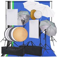 vidaXL Kit Studio Foto con Luci Softbox Ombrelli Fondale e Riflettore