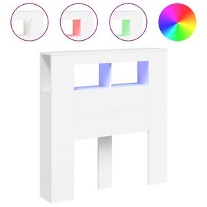 vidaXL Testiera LED Bianca 100x18,5x103,5 cm Legno Multistrato