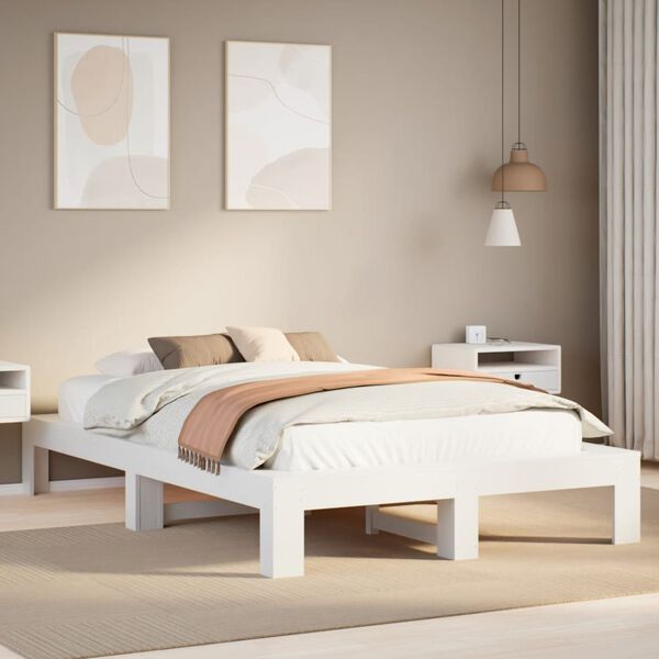 vidaXL Letto senza Materasso Bianco 120x200 cm Legno Massello di Pino