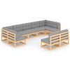 vidaXL Set Salotto Giardino 9 pz Cuscini Antracite Legno Massello Pino