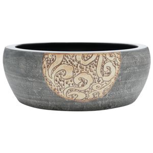 vidaXL Lavabo da Appoggio Nero e Marrone Rotondo &Phi;41x14 cm Ceramica