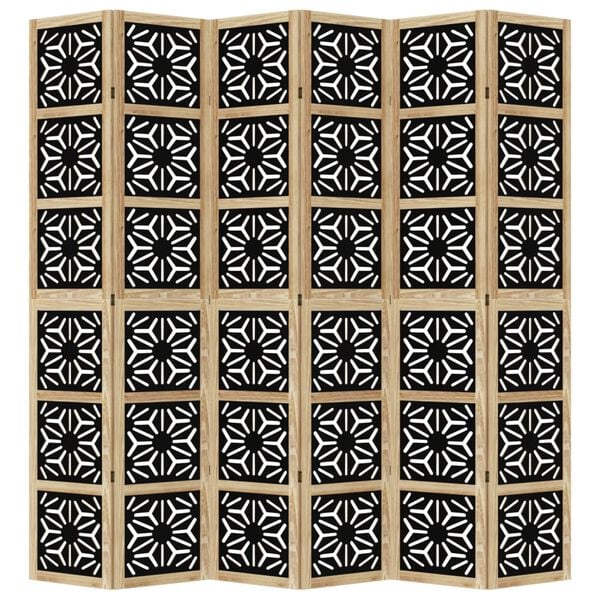 vidaXL Divisorio Ambienti 6 Pannelli Marrone e nero Legno di Paulownia