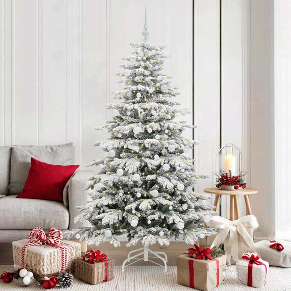 vidaXL Albero di Natale Artificiale con Rami Pieghevoli Bianco 180 cm