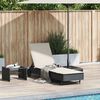 vidaXL Lettino Prendisole con Ruote e Cuscino in Polyrattan Nero