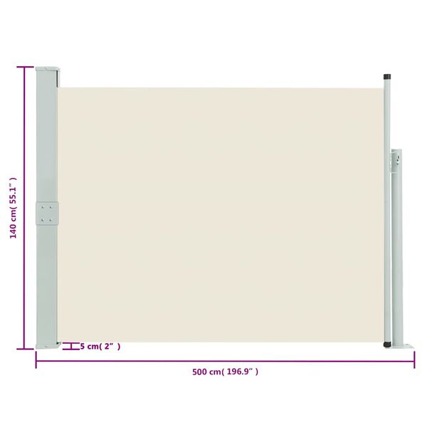 vidaXL Tenda Laterale Retrattile per Patio 140x500 cm Crema