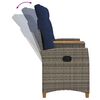 vidaXL Panchina reclinabile con tavolo Grigio e Blu Navy polyrattan