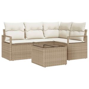 vidaXL Set Divano da Giardino con cuscino 5 pcs Beige e Crema