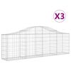 vidaXL Cesti Gabbioni ad Arco 3 pz 200x30x60/80 cm Ferro Zincato