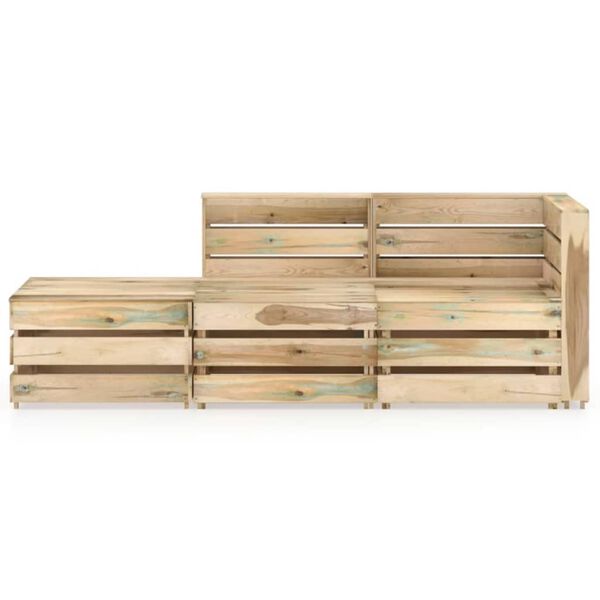 vidaXL Set Salotto da Giardino 3 pz in Legno di Pino Impregnato Verde