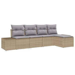 vidaXL Set Divano da Giardino 5 pcs Beige e Grigio Chiaro polyrattan