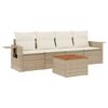 vidaXL Set Divano da Giardino 5 pz con Cuscini Beige in Polyrattan
