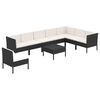 vidaXL Set Divani da Giardino 9 pz con Cuscini in Polyrattan Nero
