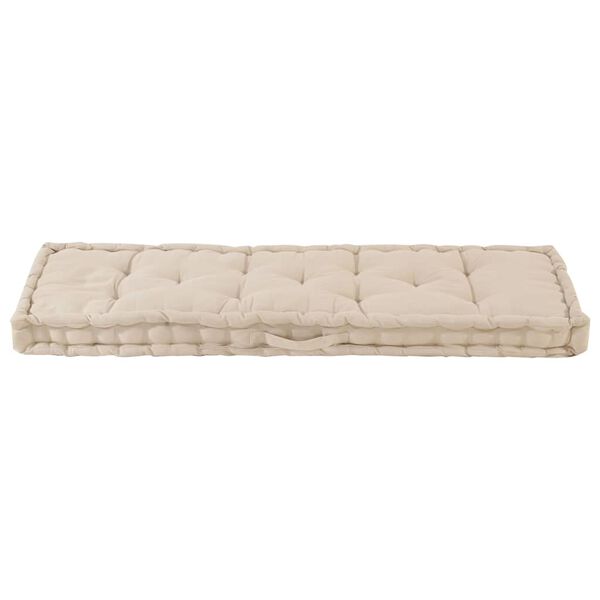 vidaXL Cuscino per Pallet e Pavimento in Cotone 120x40x7 cm Beige