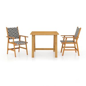 vidaXL Set Mobili da Pranzo per Giardino 3 pz Legno Massello di Acacia