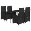 vidaXL Set da Pranzo da Giardino 5 pz Nero con Cuscini in Polyrattan
