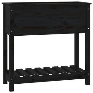 vidaXL Fioriera con Mensola Nera 82,5x34,5x81cm Legno Massello di Pino