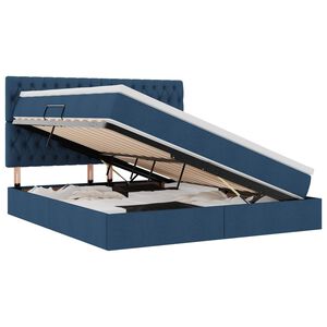 vidaXL Letto con contenitore e LED con led Blu 160 x 200 cm Poliestere