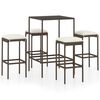 vidaXL Set da Bar da Giardino 5 pz con Cuscini in Polyrattan Marrone