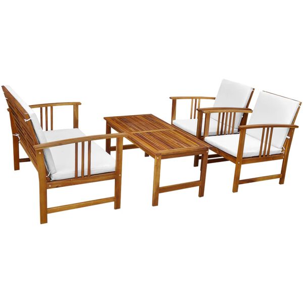 vidaXL Set da Pranzo Giardino 4pz con Cuscini Legno Massello di Acacia