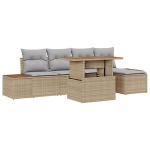 vidaXL Set Divano da Giardino 6 pcs Beige Poly Rattan