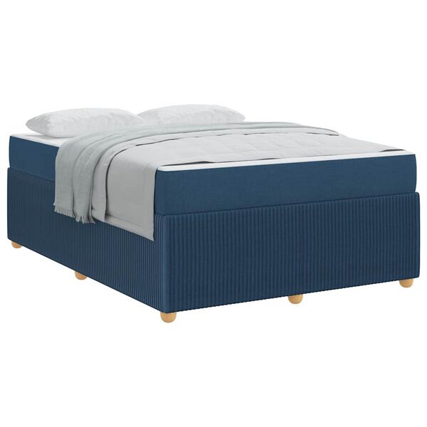 vidaXL Struttura letto con materasso Blu 140 x 200 cm Tessuto