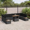 vidaXL Set Divano da Giardino 11 pcs Nero Poly Rattan