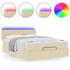 vidaXL Pouf Letto con Materasso e LED Crema 140x190 cm