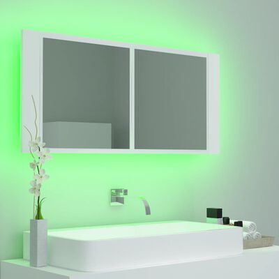 vidaXL Specchio da Bagno con LED Bianco 100x12x45 cm in Acrilico
