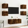 vidaXL Mobili TV a Muro con LED 6pz Rovere Fumo in Legno Multistrato