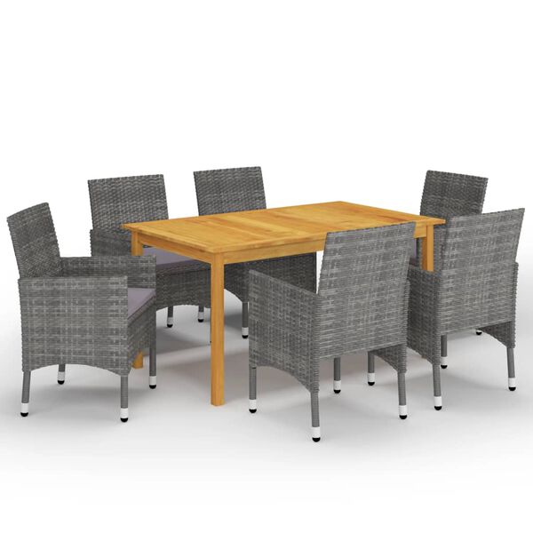 vidaXL Set Mobili da Pranzo per Giardino 7 pz Grigio