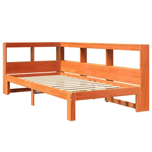vidaXL Letto Libreria senza Materasso Marrone Cera 75x190 cm in Pino
