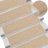 vidaXL Tappetini per scale 15 pz 65x21x4 cm Beige chiaro Bordo rettangolare