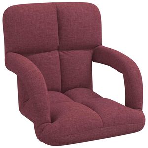 vidaXL Sedia da pavimento regolabile con braccioli Rosso Vino