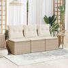 vidaXL Divano da Giardino con Cuscini a 3 Posti Beige in Polyrattan