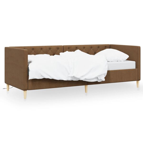 vidaXL Dormeuse con Presa USB Marrone in Tessuto 90x200 cm