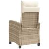 vidaXL Sedia Reclinabile da Giardino con Cuscini Beige in Polyrattan
