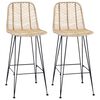 vidaXL Sedia da Bar 2 pz Naturale 44 x 52 x 111 cm Rattan e Ferro