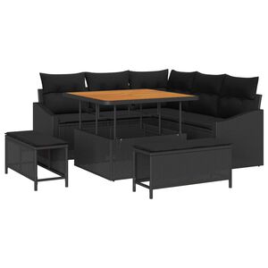 vidaXL Set Divano da Giardino con cuscino 8 pcs Nero polyrattan