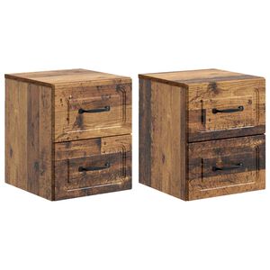 vidaXL Mobiletto da notte a muro 2 pcs Legno antico 34,5 x 33 x 40 cm