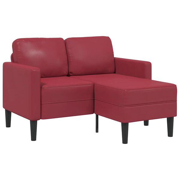 vidaXL Divano 2 Posti con Chaise a L Rosso Vino 125 cm in Similpelle
