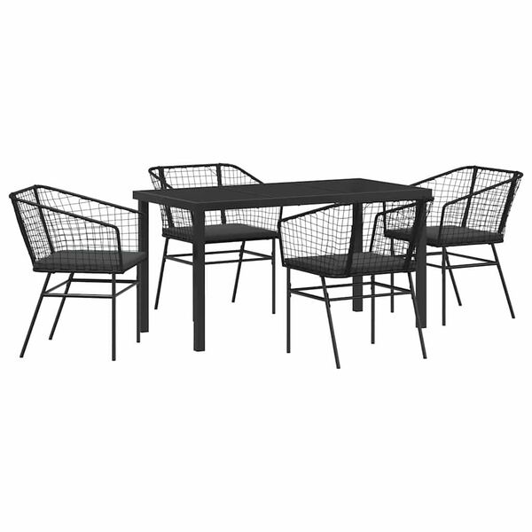 vidaXL Set da Pranzo per Giardino 5 pcs Nero polyrattan