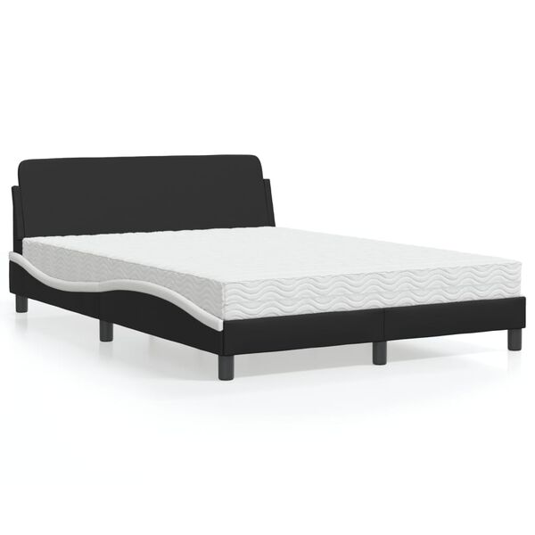 vidaXL Letto con Materasso Dover Nero e Bianco 140x200 cm in Similpelle
