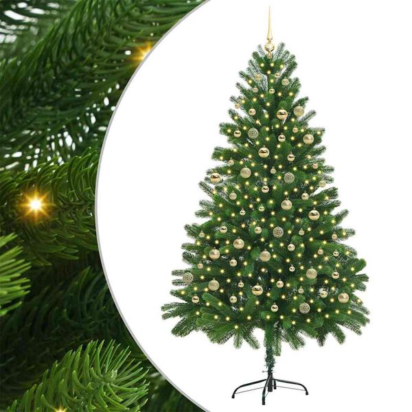 vidaXL Albero di Natale con 300 LED con supporto Verde 210 cm PE