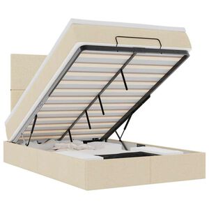 vidaXL Struttura Letto Pouf con Materasso Crema 120x190 cm in Tessuto