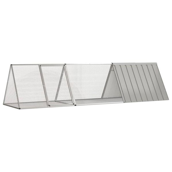 vidaXL Gabbia per conigli grigia 302,5x80,5x71 cm in acciaio zincato